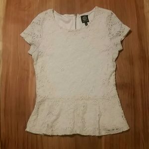 Floral Lace Ivory Peplum Shirt