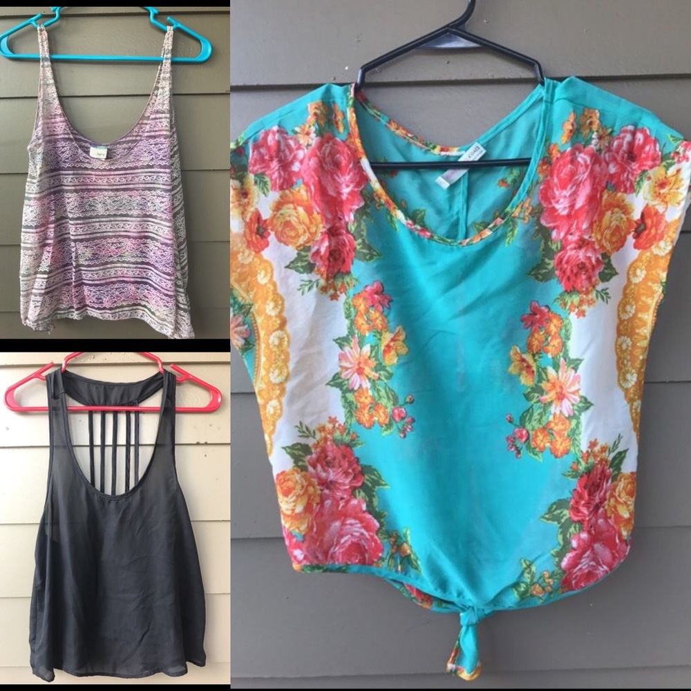 3 semi sheer blouses