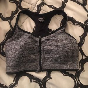 Zip front sports bra