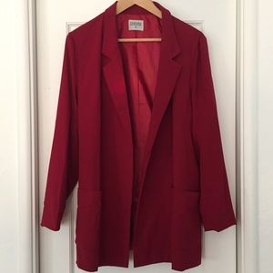 Long line blazer w/open front, large pockets