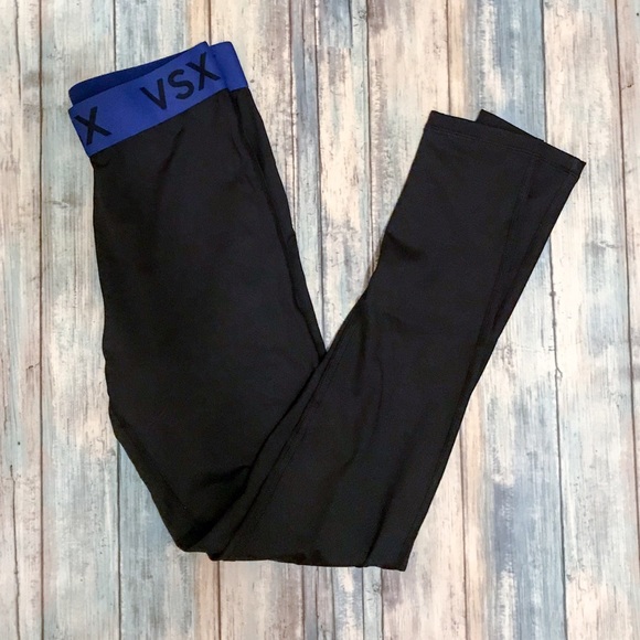 Victoria's Secret Pants - Victoria’s Secret Sport Black Leggings W/ Violet