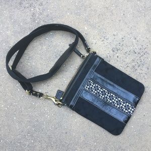 Black coach crossbody (fabric and leather)