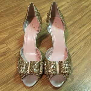 Kate Spade glitter peep toe bow kitten heels Kate Spade glitter peep toe bow kitten heels