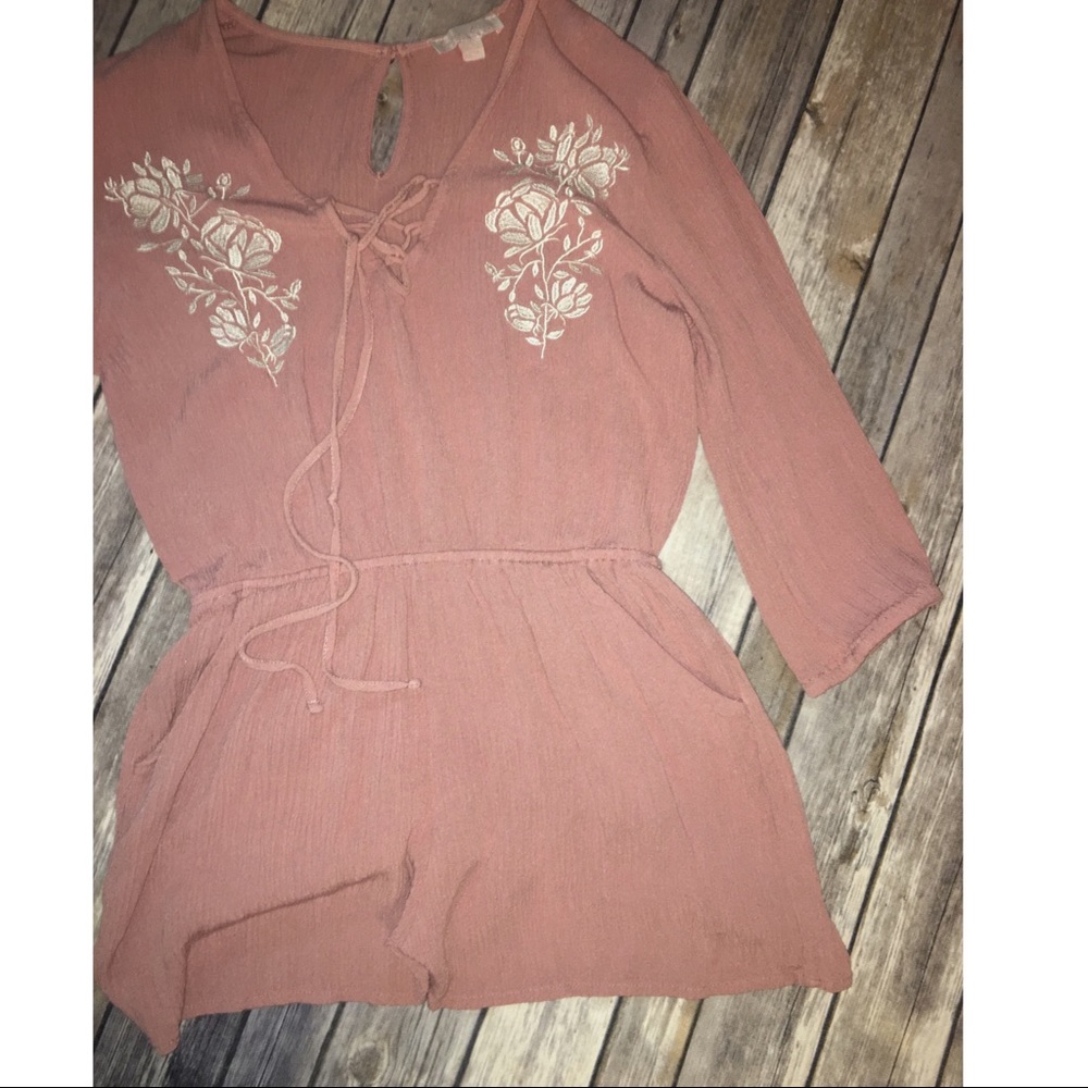 ✨ Dusty Rose / Mauve Embroidered Romper ✨