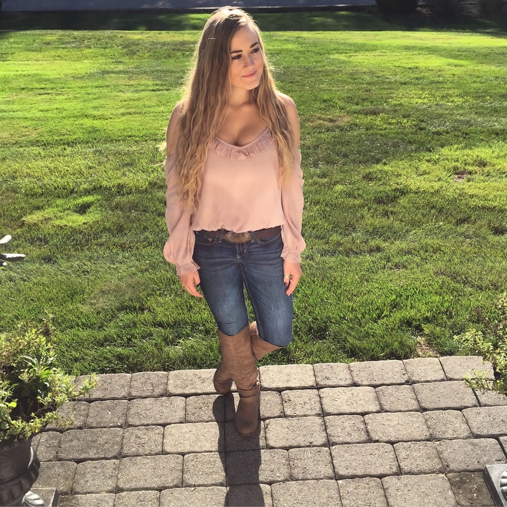 Tan Ruffle Shirt