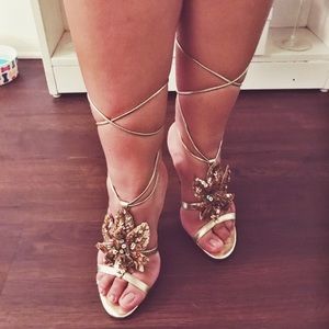 Golden roman style high heel sandal