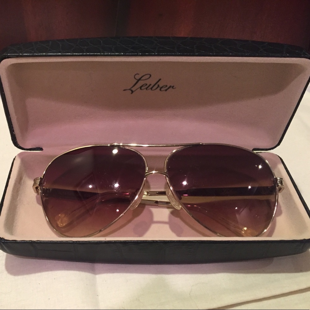 Judith Leiber Aviator Sunglasses Gold Frame