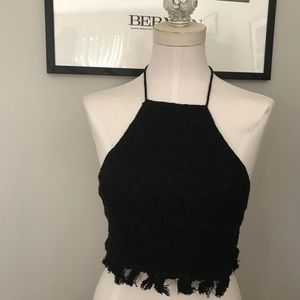 Crocheted crop halter.