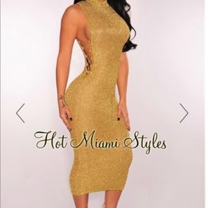 NWT Gold Knit Midi Dress