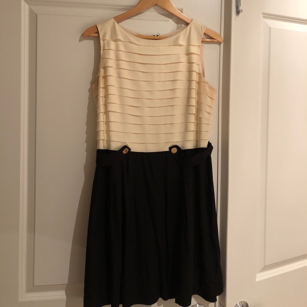 🌺 Ali Ro Black and Cream A-line dress. 