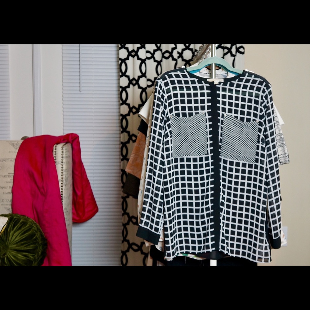 Micheal Kors Plaid Button Down Shirt w/ Zippers