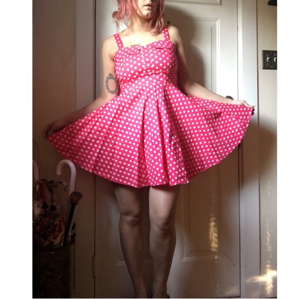 Pink Polka Dot Pinup Dress