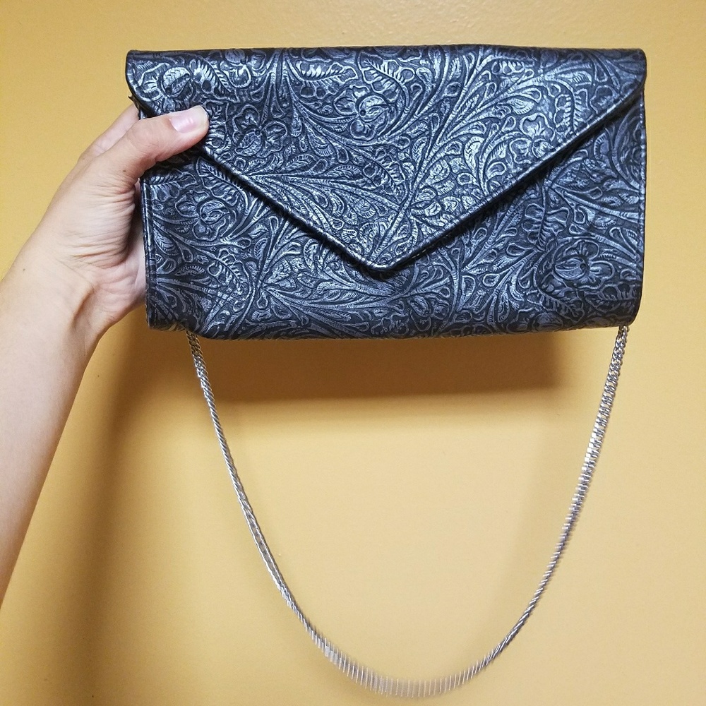 Floral Leather Clutch