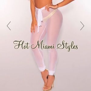 NWT Fashion Nova White Sheer Mesh Cover Up Pants