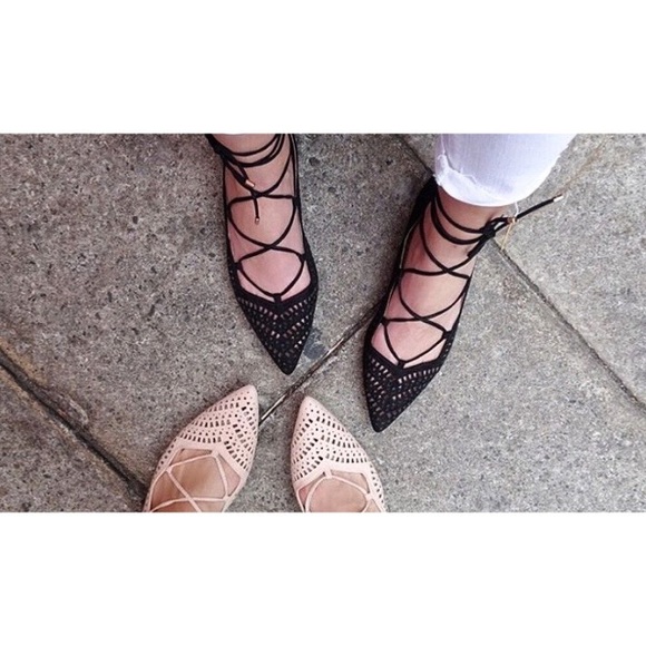 Topshop Blush Pink Perforated Flat - Picture 8 of 8