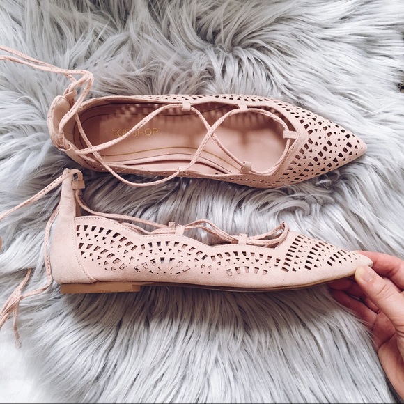 Topshop Blush Pink Perforated Flat - Picture 5 of 8