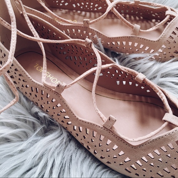 Topshop Blush Pink Perforated Flat - Picture 3 of 8