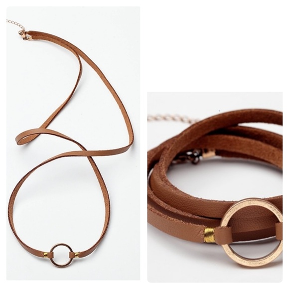 🔴2 FOR $22🔴Brown Leather Circle Charm Bracelet - Picture 2 of 5