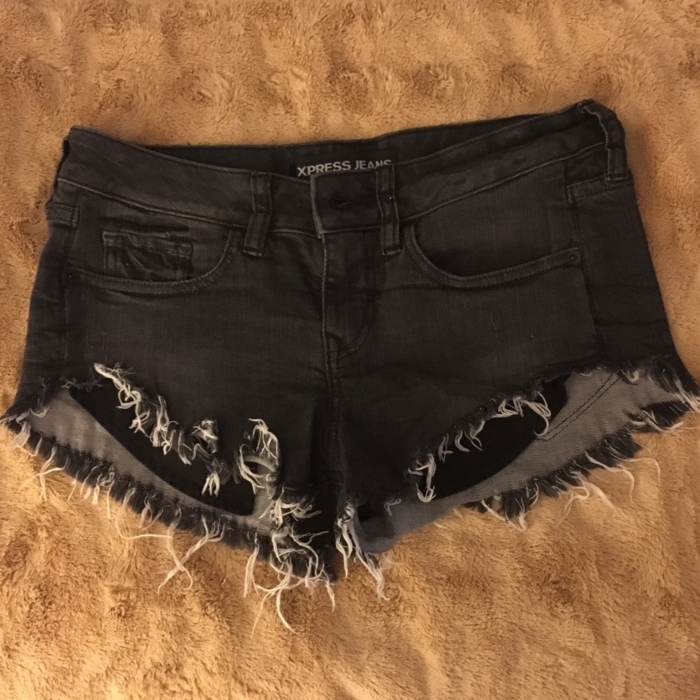 Express Black Denim Cutoff Shorts