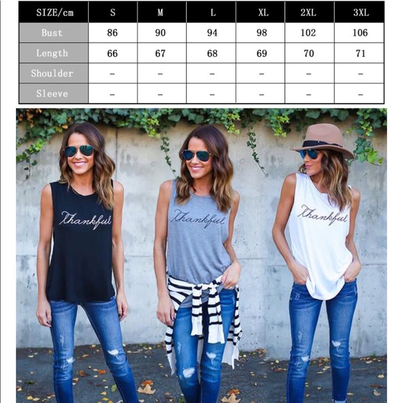 RESTOCKED✨HP✨White Sleeveless "Thankful" Tank Top✨ - Picture 2 of 6