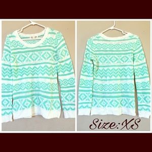 Mint green Pink Rose Sweater NWOT