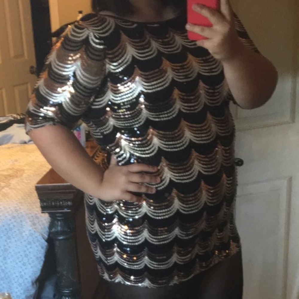 Black and Gold Sequin Dress