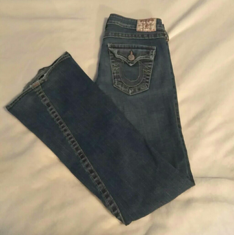 Destressed True Religion jeans - boot cut