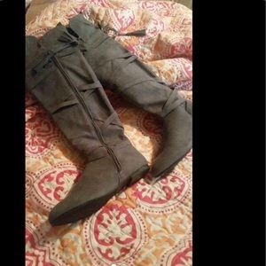 Grey Lace Up Boots