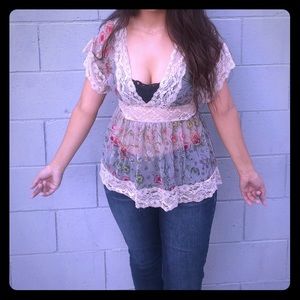 Boho Deep-V Flower Top