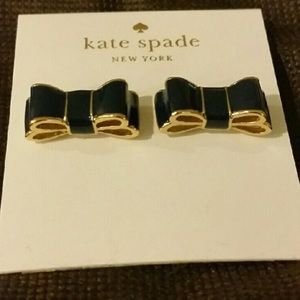 Black and gold bow earrings