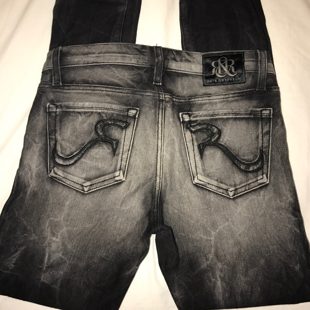rock and republic grey washed skinny jeans 26