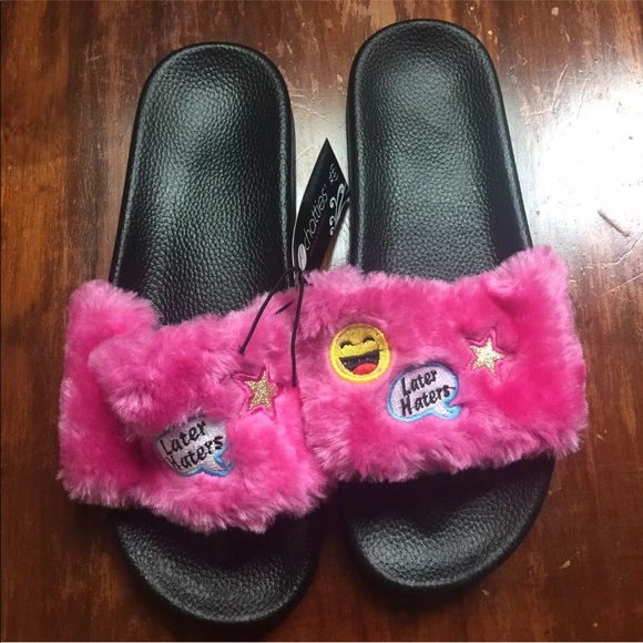 chatties shoes new pink emoji slides poshmark