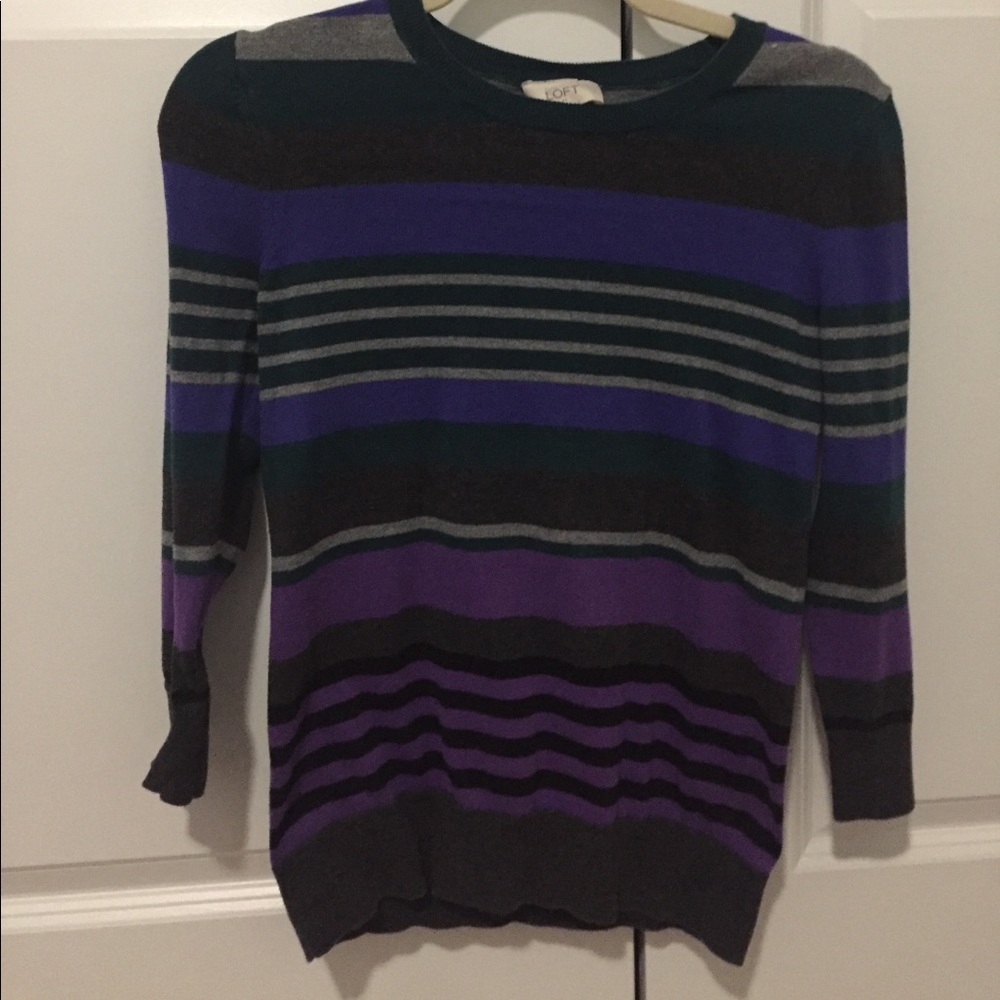 LOFT 3/4 Sleeve striped sweater