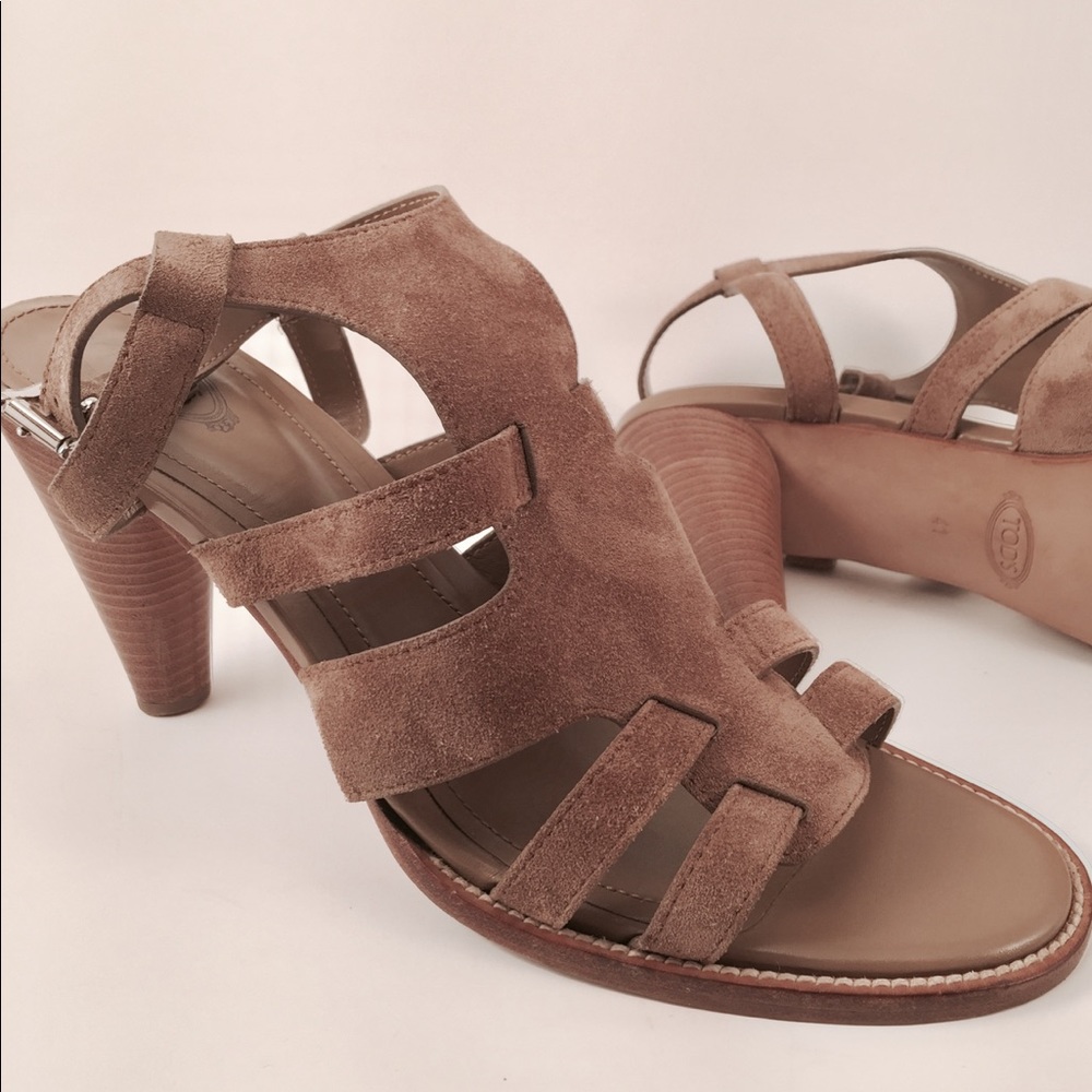 Tod's high heel sandals Italy suede leather