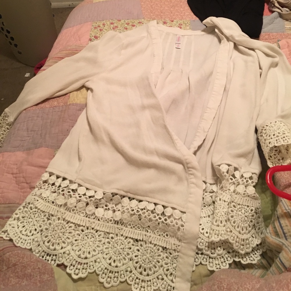 Lace trim cardigan