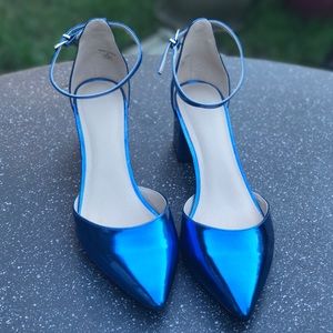 ASOS Metallic Ankle Strap Chunky Heel