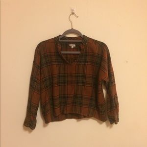 Madewell Cropped Plaid Blouse
