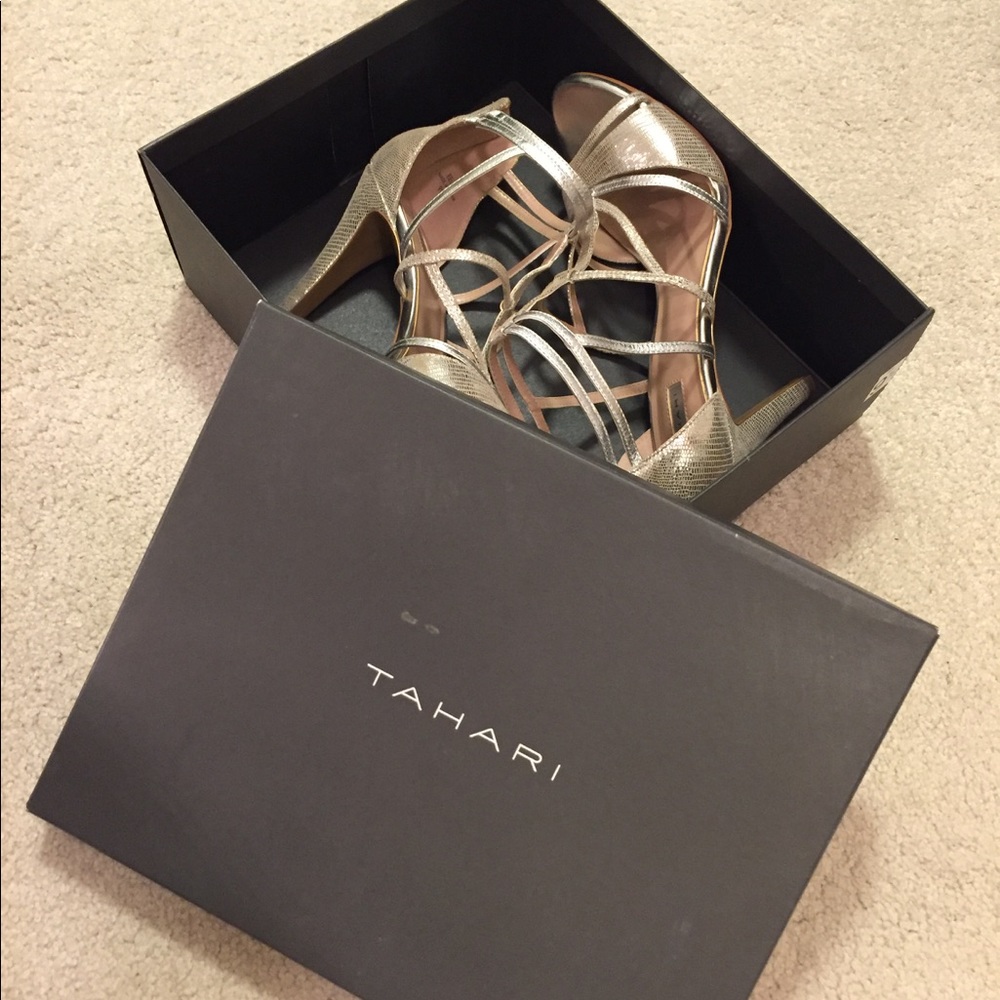 Tahiti gold strapped heels