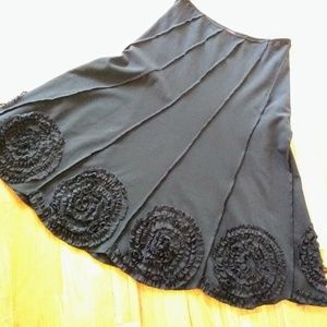 Flamenco swirl skirt black knee length rosette 6