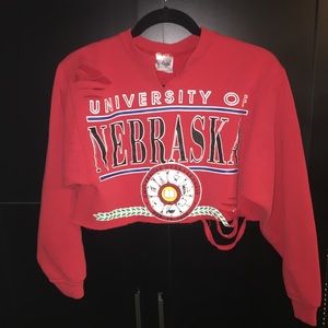 University of Nebraska vintage distressed crop University of Nebraska vintage distressed crop