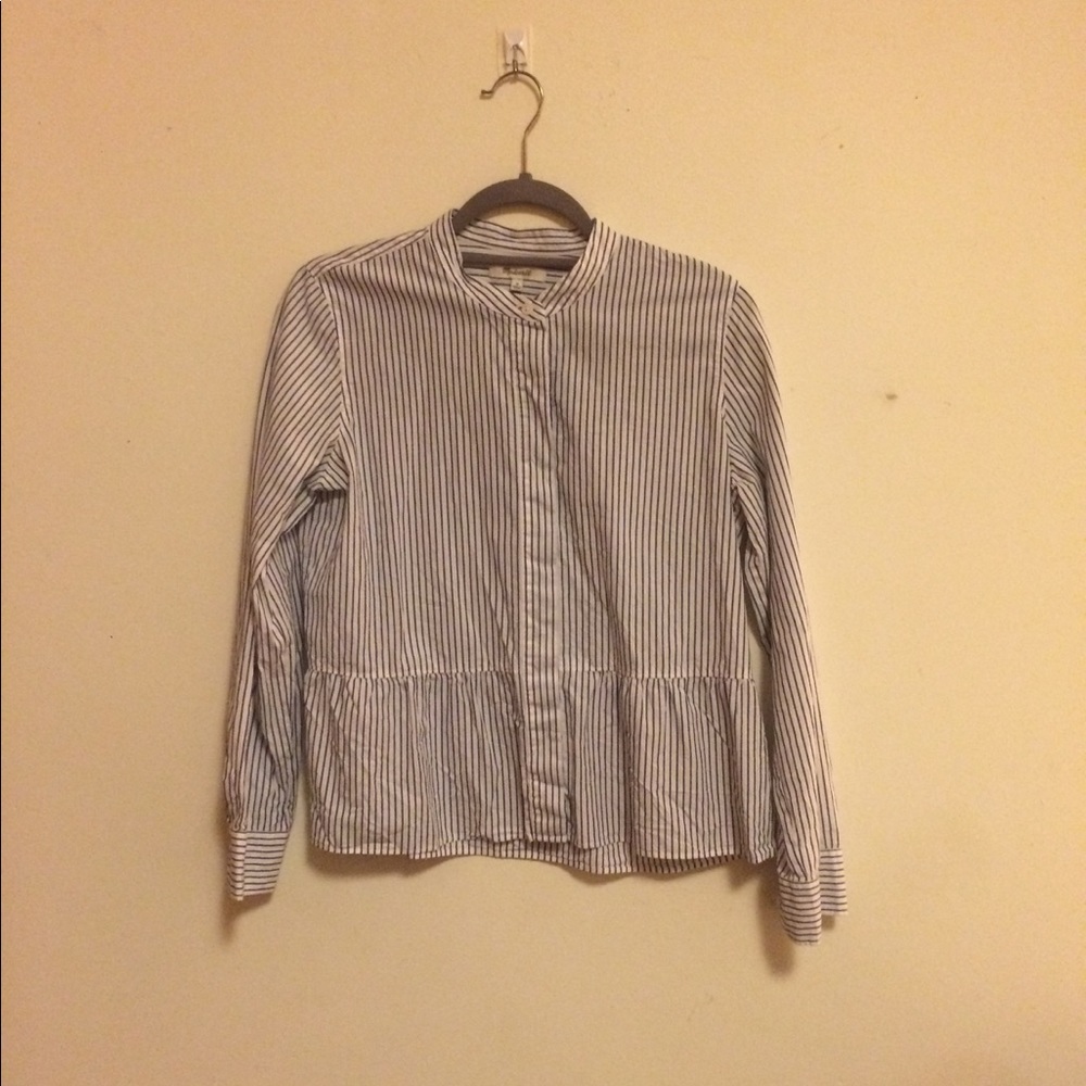 Madewell Pinstripe Peplum Button Down