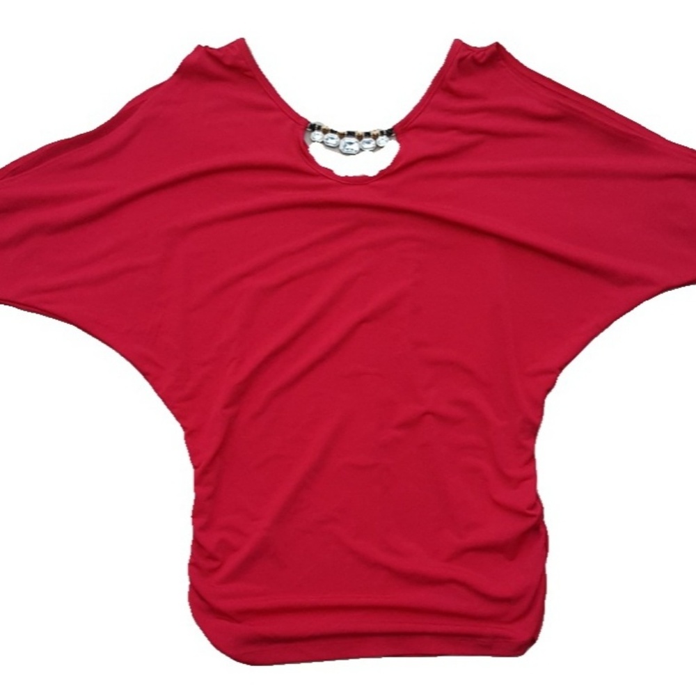NWT By&By cold shoulder dolman top, jewel detail Medium