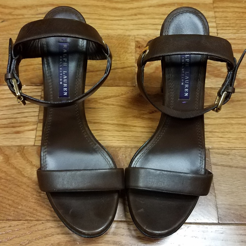 Ralph Lauren Collection Brown Leather Heels