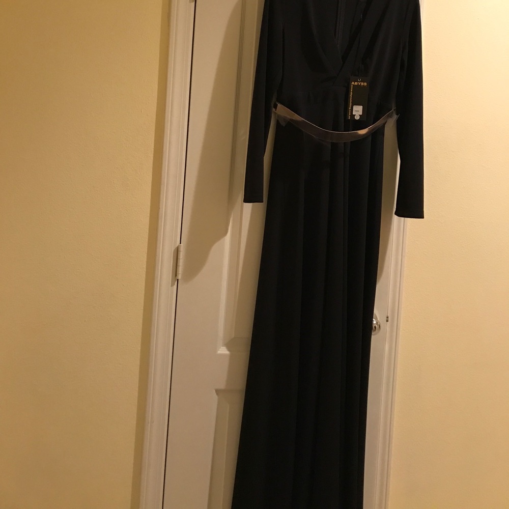 Black Long Dress with Gold Belt
