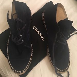 Chanel lace up espadrilles