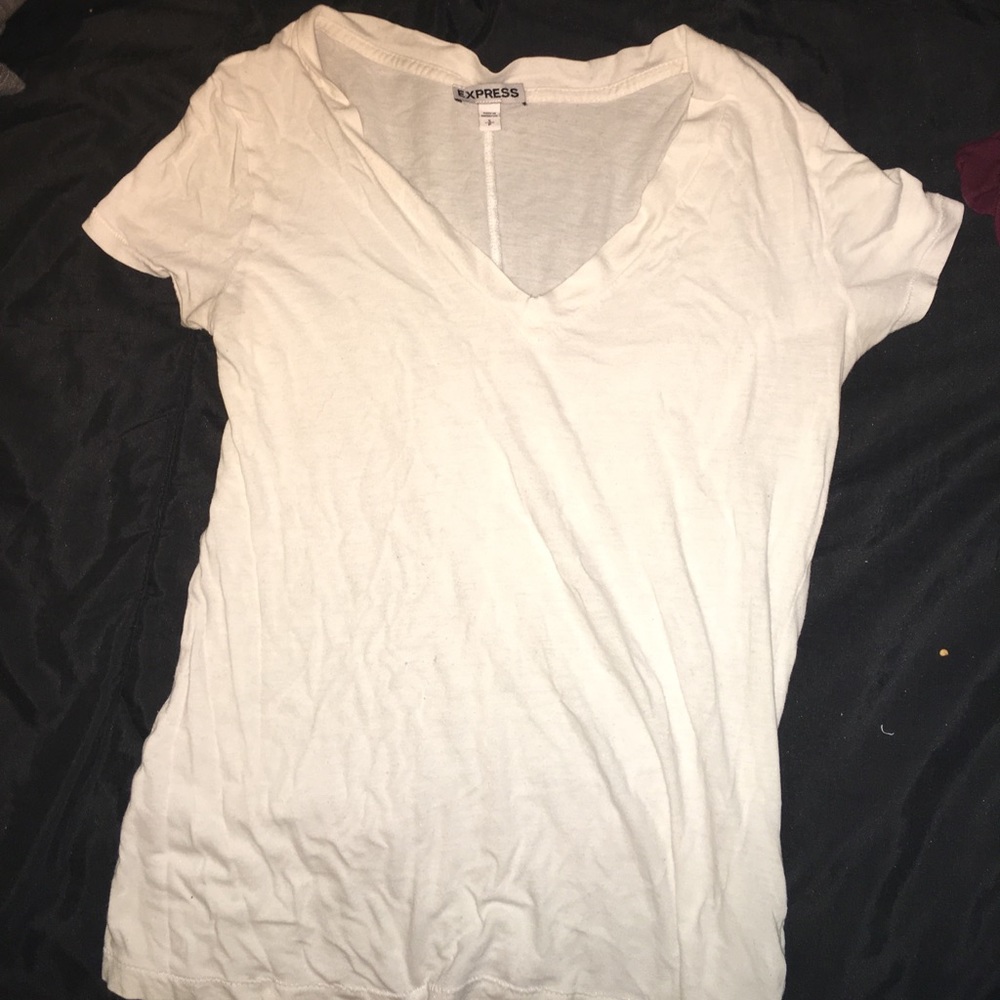 Express v neck white tshirt