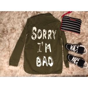 💋 35% OFF "Sorry .. I'm Bad 👻 Utility Jacket! 💋 35% OFF "Sorry .. I'm Bad 👻 Utility Jacket!