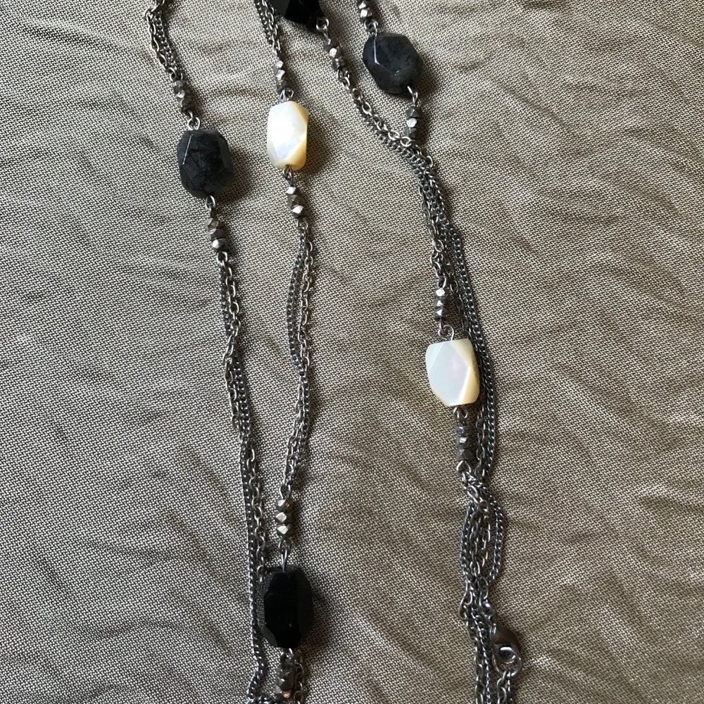 Long silver necklace