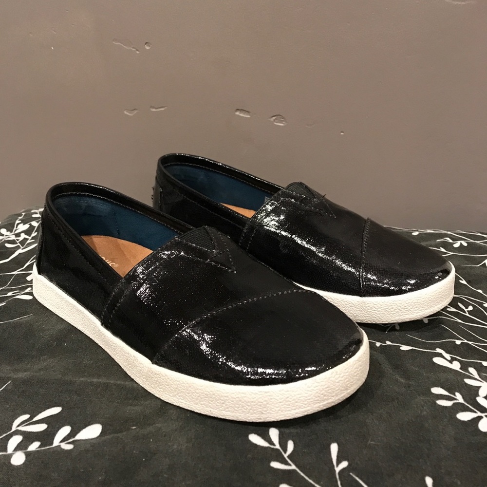 Black Patent Tom Slip Ons