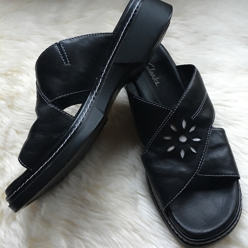 Clarks Black Slide on Mule Sandals